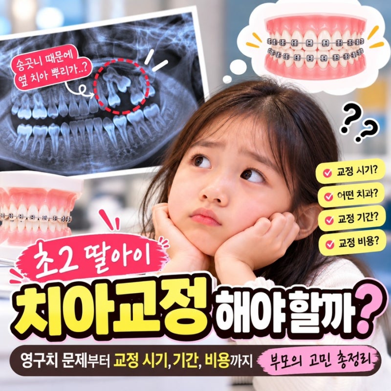 초2 딸아이 치아교정 해야 할까?｜영구치 문제부터 교정 시기·비용까지 부모의 고민