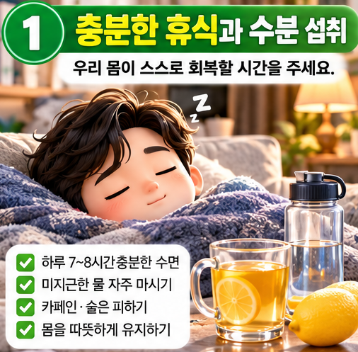 감기 대처법 6가지｜목 아프고 코 막힐 때, 집에서 할 일부터 병원 갈 신호까지