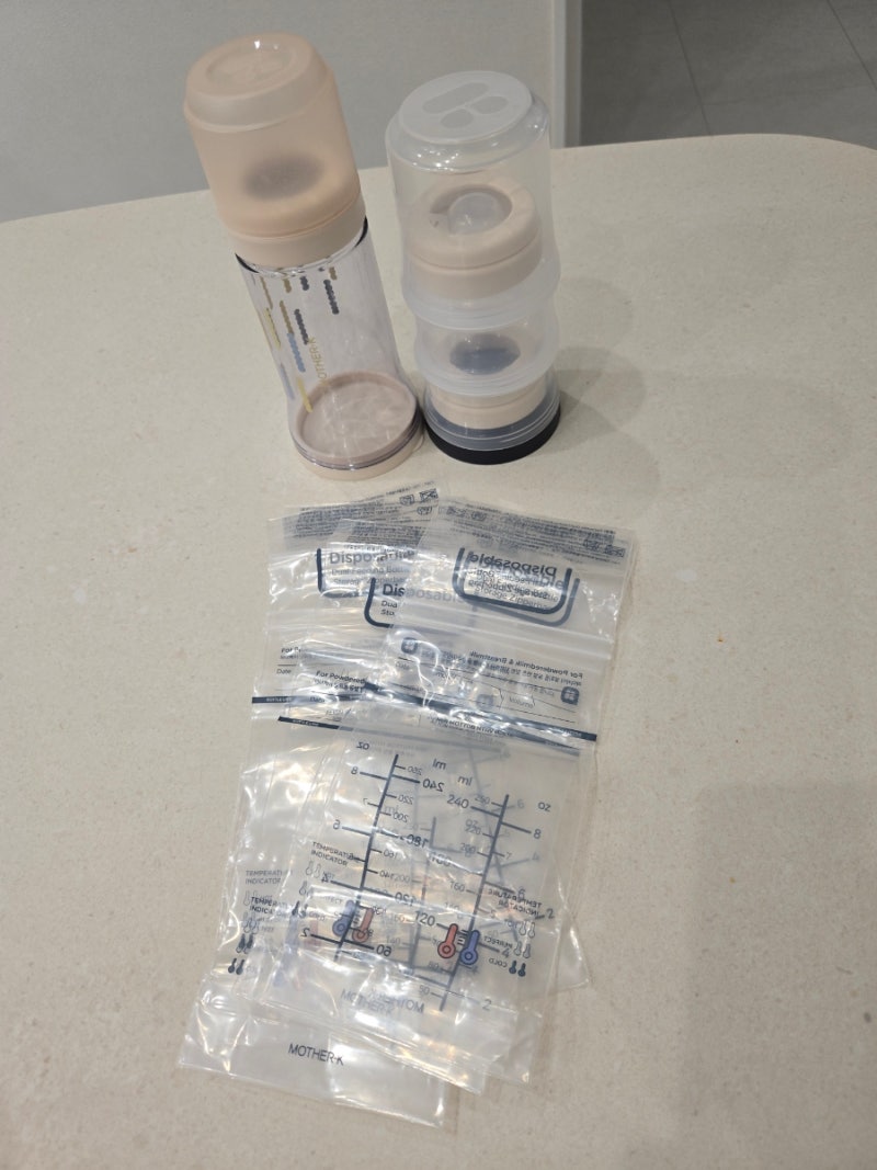 아기랑 해외여행 준비물 : 마더케이 에코젠 일회용 젖병 내돈내산 (액상분유 못 먹는 아기/타....