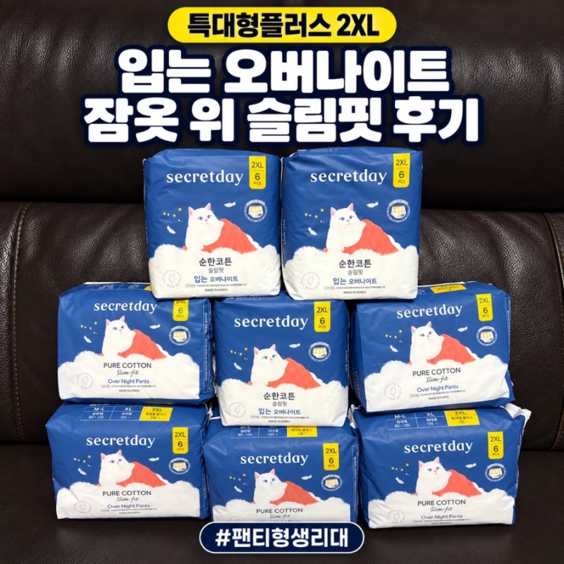 팬티형생리대 입는생리대 입오버추천｜입는오버나이트 특대형플러스 잠옷 착용 후기