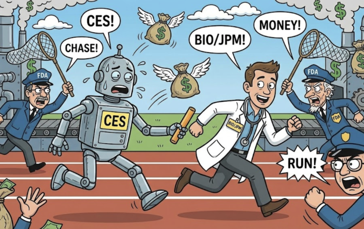  2026년 증시 개장: 10시 시작, 멍청하게 9시에 주문 넣지 마라 : CES 2026, JPM 헬스케어