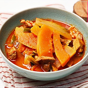 늙은호박김치 돼지고기찌개, 들기름은 필수 / 돼지고기김치찌개