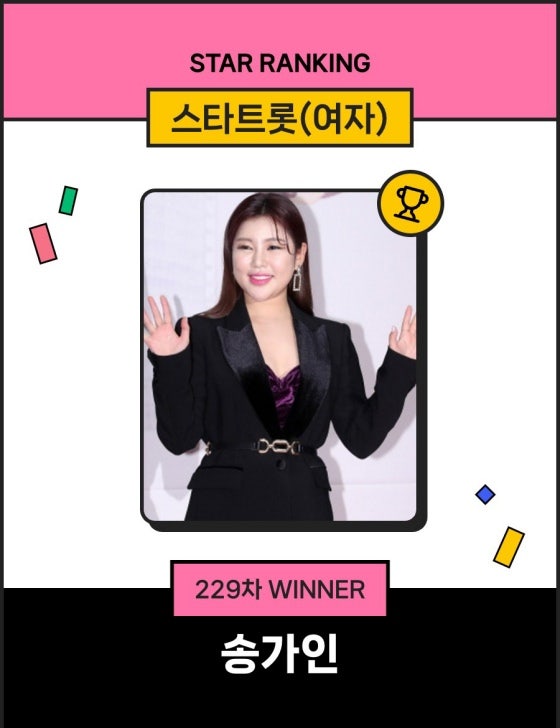 송가인, 병오년 1월 1일부터 경사 터졌다..스타랭킹 女트롯 229주 연속 1위