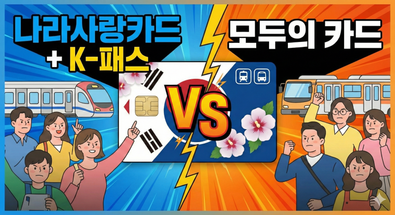 나라사랑카드+K패스 vs K패스 모두의 카드 비교하면 어떤게 더 이득?K-패스 모두의 카드 일반....