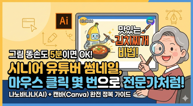  [왕초보 필독] 시니어 유튜버를 위한 '나노바나나' 썸네일 5분 완성 가이드 (Canva 연동)