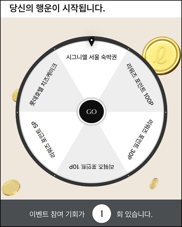  롯데호텔앤리조트 룰렛이벤트(랜덤 경품)즉당~01.31