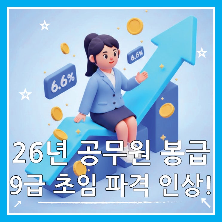  2026년 공무원 봉급표 확정! 9급 초임 6.6% 인상, 월 수령액은 얼마?