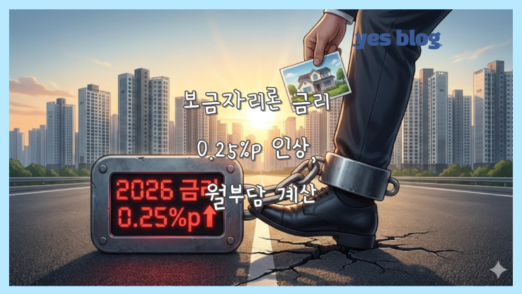  보금자리론 금리 0.25%p 인상, 월부담 계산
