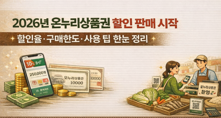  2026년 온누리상품권 할인 판매 시작, 할인율·구매한도·사용 팁 한눈 정리
