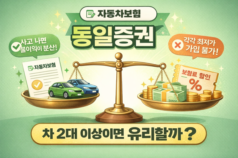 자동차보험 “동일증권” 가입, 진짜 유리할까? (차 2대 이상이면 꼭 확인)
