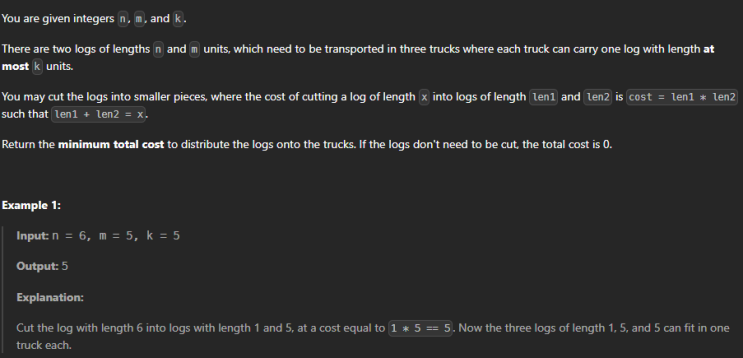  JAVA_LeetCode 3560_Find Minimum Log Transportation Cost