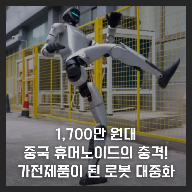  1,700만 원대 중국 휴머노이드의 충격! 가전제품이 된 로봇 대중화 시대