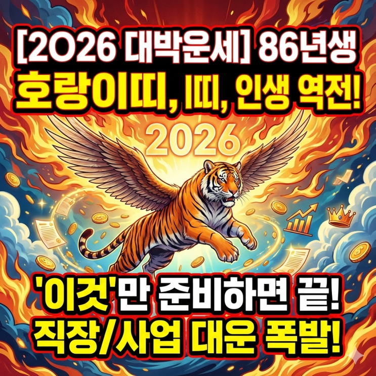  [2026년 대박 운세] 86년생 호랑이띠, '이것'만 준비하면 인생 역전합니다 (병오년 완벽 가이드)