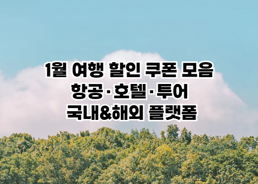  2026년 1월 여행 할인 쿠폰 모음집 항공·호텔·투어 국내&해외 플랫폼별 할인 쿠폰