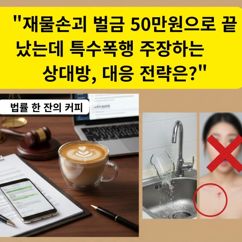 "재물손괴 벌금 50만원으로 끝났는데 특수폭행 주장하는 상대방, 대응 전략은?"