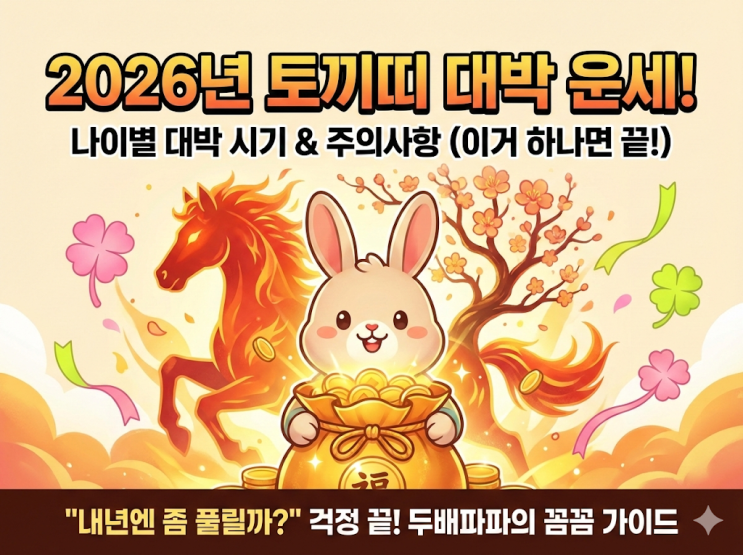  [2026년 토끼띠 운세] 나이별 대박 터지는 시기 & 주의사항 완벽 총정리