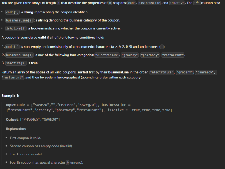  JAVA_LeetCode 3606_Coupon Code Validator