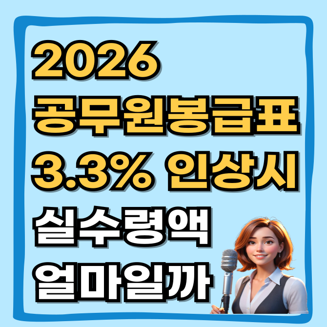 2026 공무원 봉급표 확정, 3.3% 인상 시 9급 실수령액은? (전직 은행원 계산)