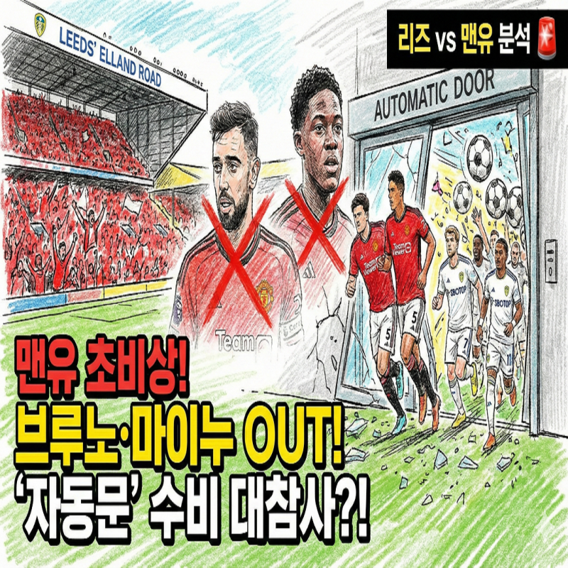 맨유 초비상! 브루노·마이누 이탈에 '자동문' 원정 수비까지... 리즈 원정 대참사 예고? (리....