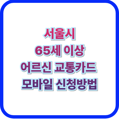  서울시 모바일 어르신 교통카드 발급방법 총정리65세 이상 어르신