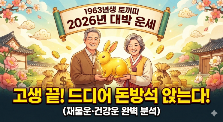  [1963년생 토끼띠] 2026년 운세 완벽 분석! 64세, 고생 끝에 낙이 오는 해 (재물/건강 필독)