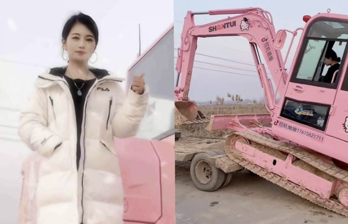  “굴착기는 꼭 노란색일 필요 있나요?” 헬로키티 분홍 중장비로 현장 누비는 중국 ‘굴착기 여왕’