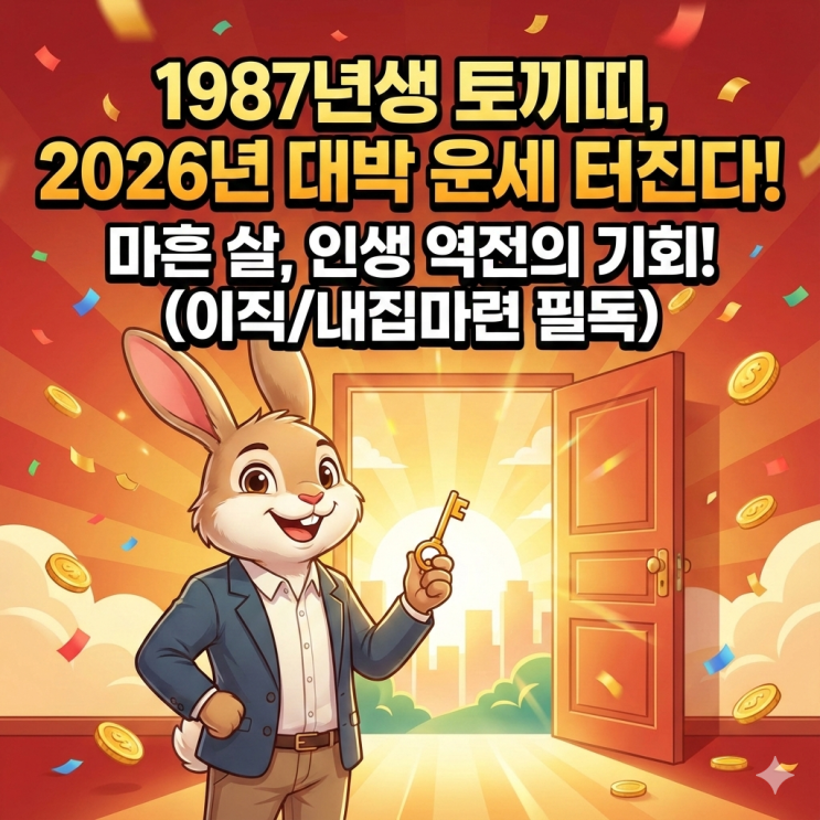  [1987년생 토끼띠] 2026년 운세 집중 분석! 마흔 살, 인생의 판이 바뀐다 (이직/내집마련 필독)