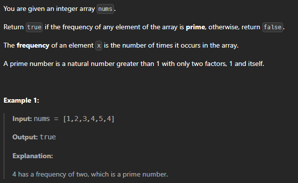  JAVA_LeetCode 3591_Check if Any Element Has Prime Frequency