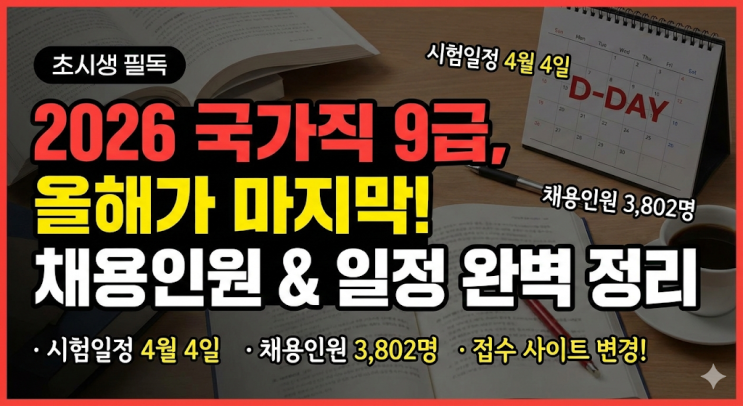  [2026 국가직 9급] 채용인원(티오) & 시험일정 완벽 분석 (초시생 필독)