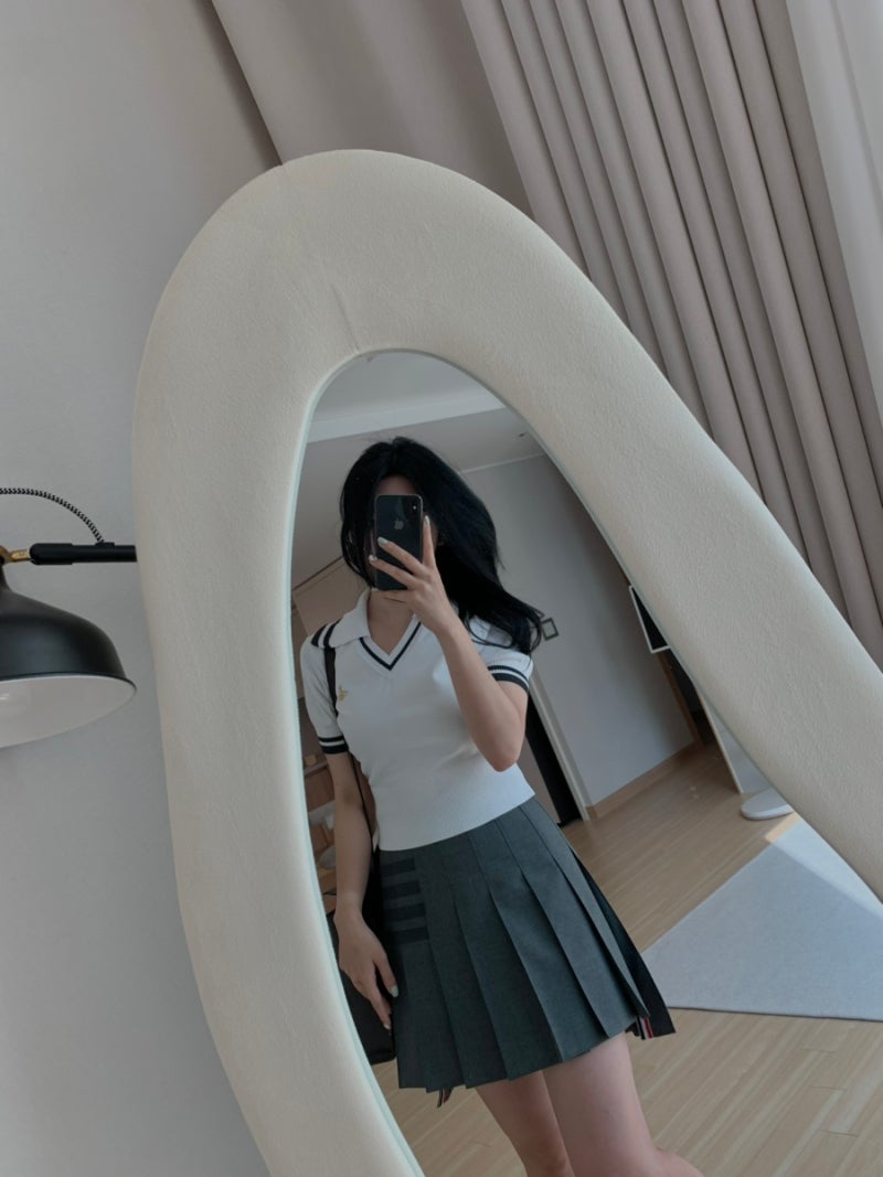 프레피룩에 빠진 서른 .. 톰브라운 여자 플리츠 그레이스커트 착용후기 사계절코디