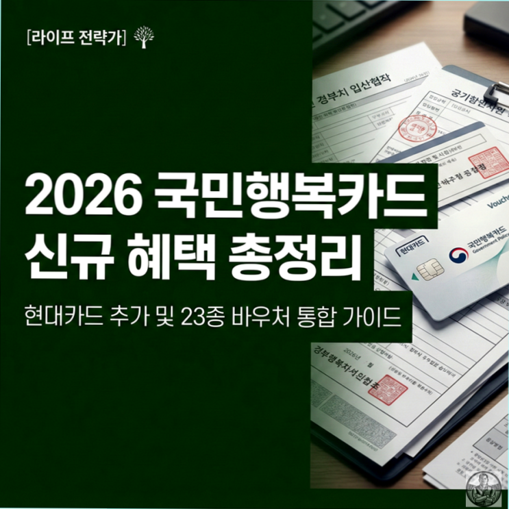  국민행복카드 2026년 최신판, 바우처 23종 혜택 및 현대카드 발급 시기 총정리