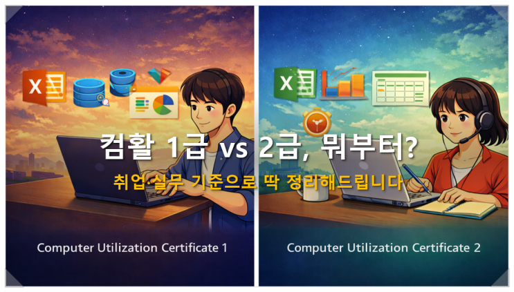  컴활 1급 vs 2급, 뭐부터? 취업·실무 기준으로 딱 정리해드립니다