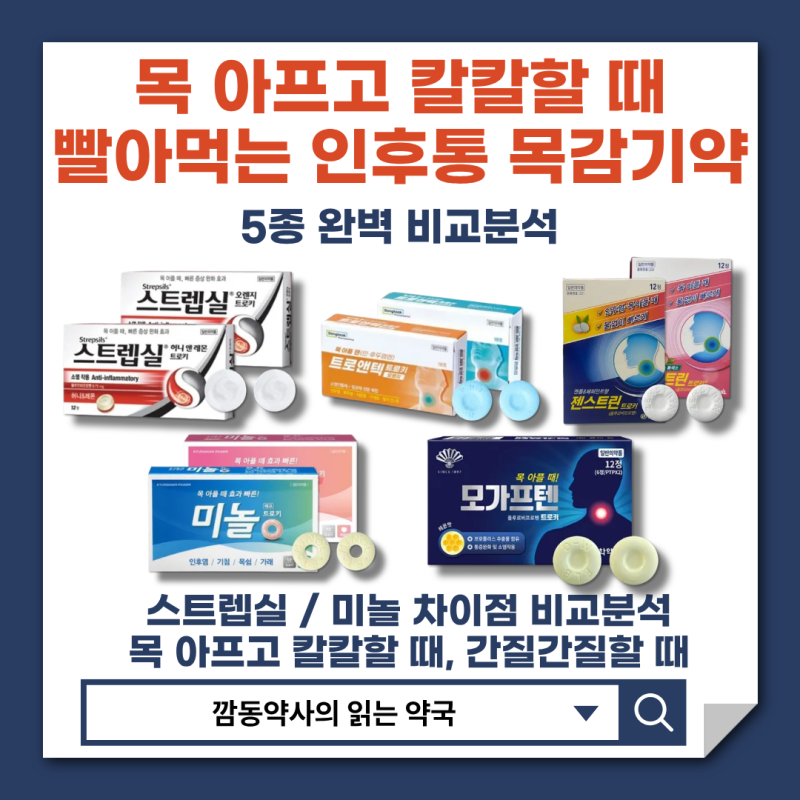 [인후염 목아플때]스트렙실 미놀 모가프텐 트로앤텍 젠스트린 차이점 비교 추천! 목 아프고 ....