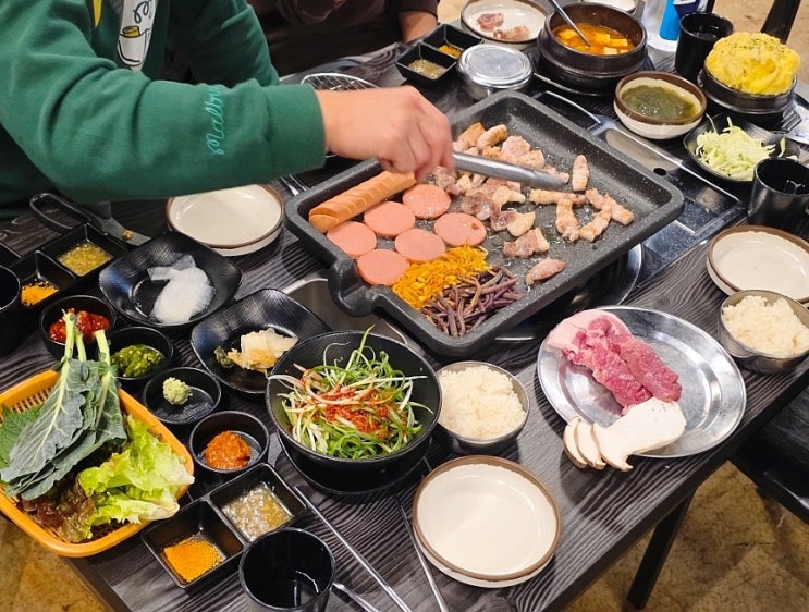  구미 놀이방 식당 구일구이 문성 삼겹살맛집 구이세트 먹은 후기