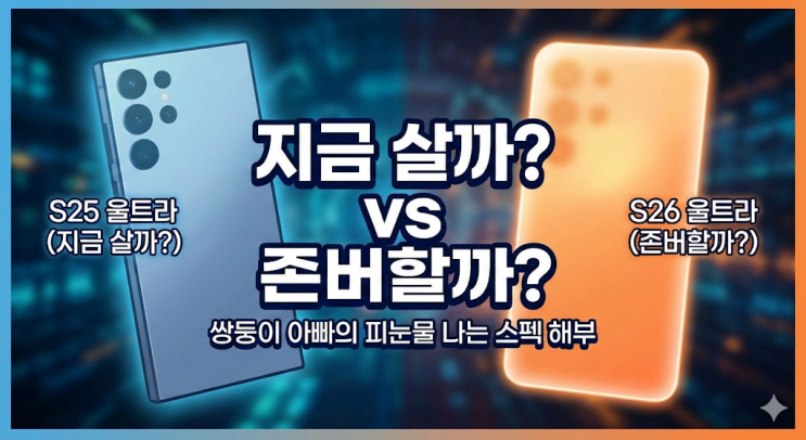  갤럭시 S25 울트라 vs S26 울트라 비교분석! 지금 살까? 존버할까? (쌍둥이 아빠의 피눈물 나는 스펙 해부)