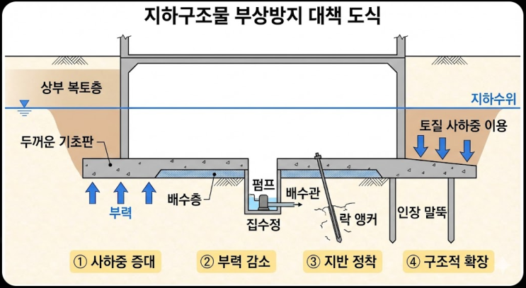 지하 구조물 부상 현상 및 방지 대책 5가지 (영구배수 공법)