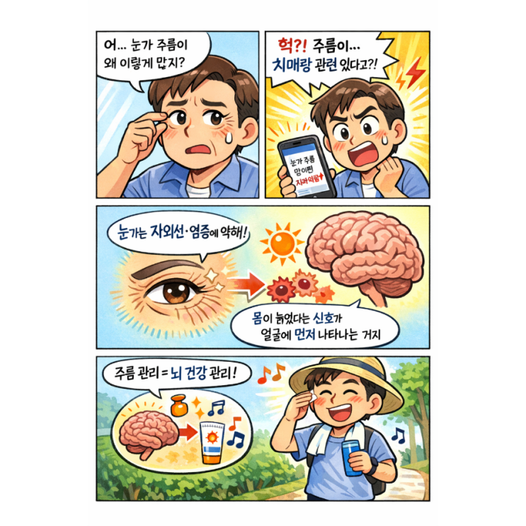   눈가 주름 많으면 치매 위험 높다? 얼굴이 보내는 뜻밖의 건강 신호 ️