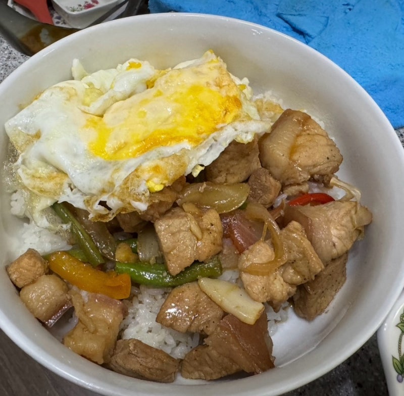 돼지고기 큐브스테이크 덮밥 간단 레시피 [돼지고기 값싼부위 후지살 맛있게먹기 레시피1] #....