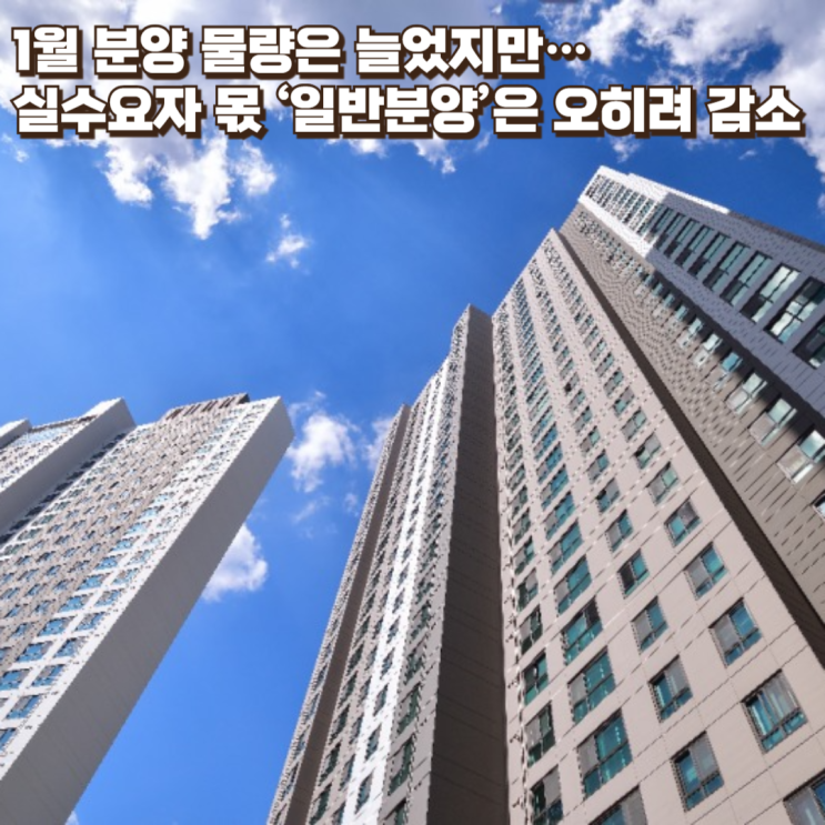  1월 분양 물량은 늘었지만… 실수요자 몫 ‘일반분양’은 오히려 감소