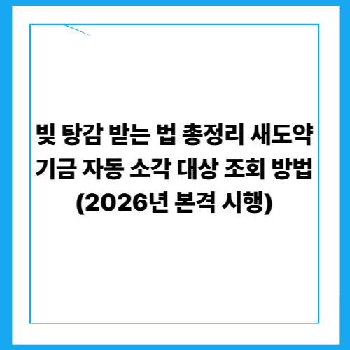  빚 탕감 받는 법 총정리｜새도약기금 자동 소각 대상 조회 방법 (2026년 본격 시행)