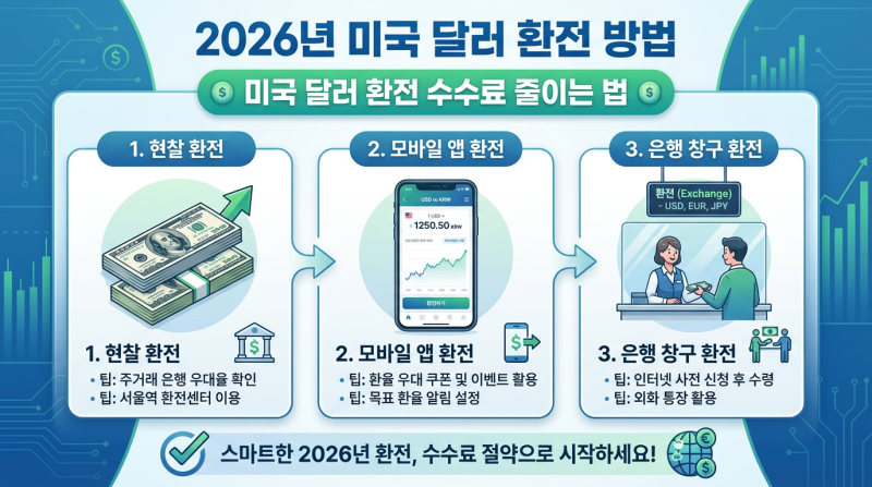 미국 달러 환전, 가장 유리하게 하는 법 은행 추천 수수료 비교