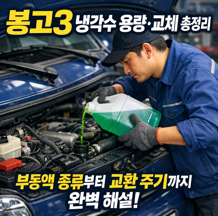 봉고3 냉각수 교체주기 용량 비용 총정리