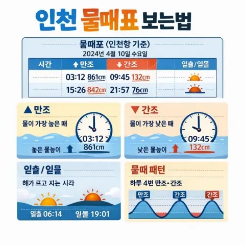  인천 물때표 보는법 낚시인 필독