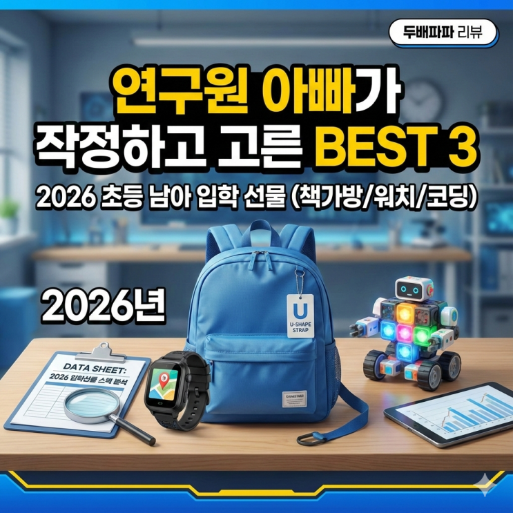  2026년 남아 초등학교 입학선물: 연구원 아빠가 스펙(무게, 내구성) 뜯어보고 고른 BEST 3 (책가방/워치/코딩)