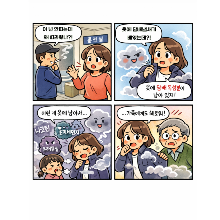 옷에 밴 담배 연기도 해로울까요?!