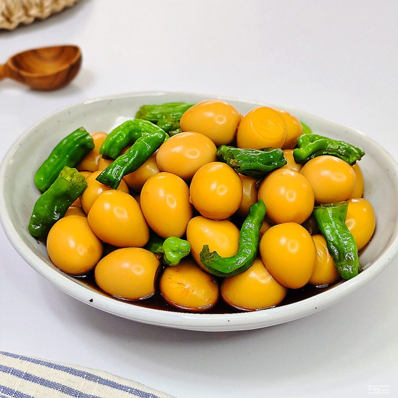 꽈리고추 메추리알장조림 만들기 깐메추리알 1KG 레시피