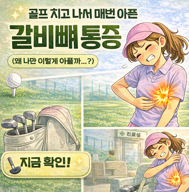  골프 스윙 후 갈비뼈 통증, 그냥 넘겨도 될까요?