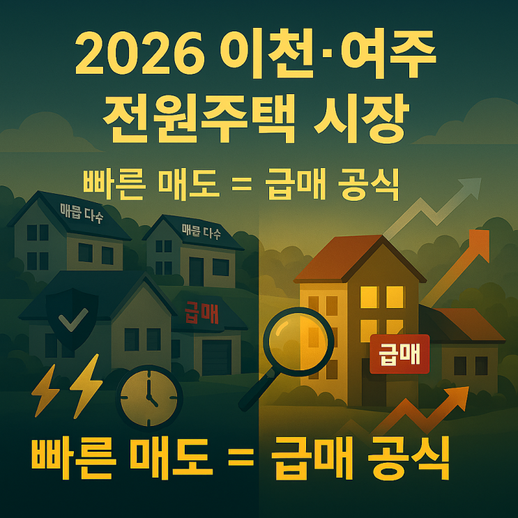  2026 이천 여주 전원주택 시장 분석! 공급 과잉 속 투자 기회와 빠른 매도 전략 공개
