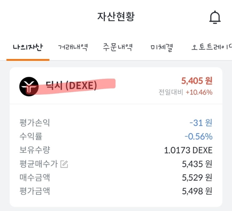  빗썸 딕시 DEXE 에어드랍 5500원 수익 확인해보세요!