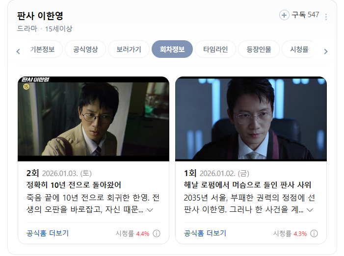  판사 이한영 1,2화 후기｜지성 연기 복귀작, 회귀 설정부터 흥미로운 금토드라마